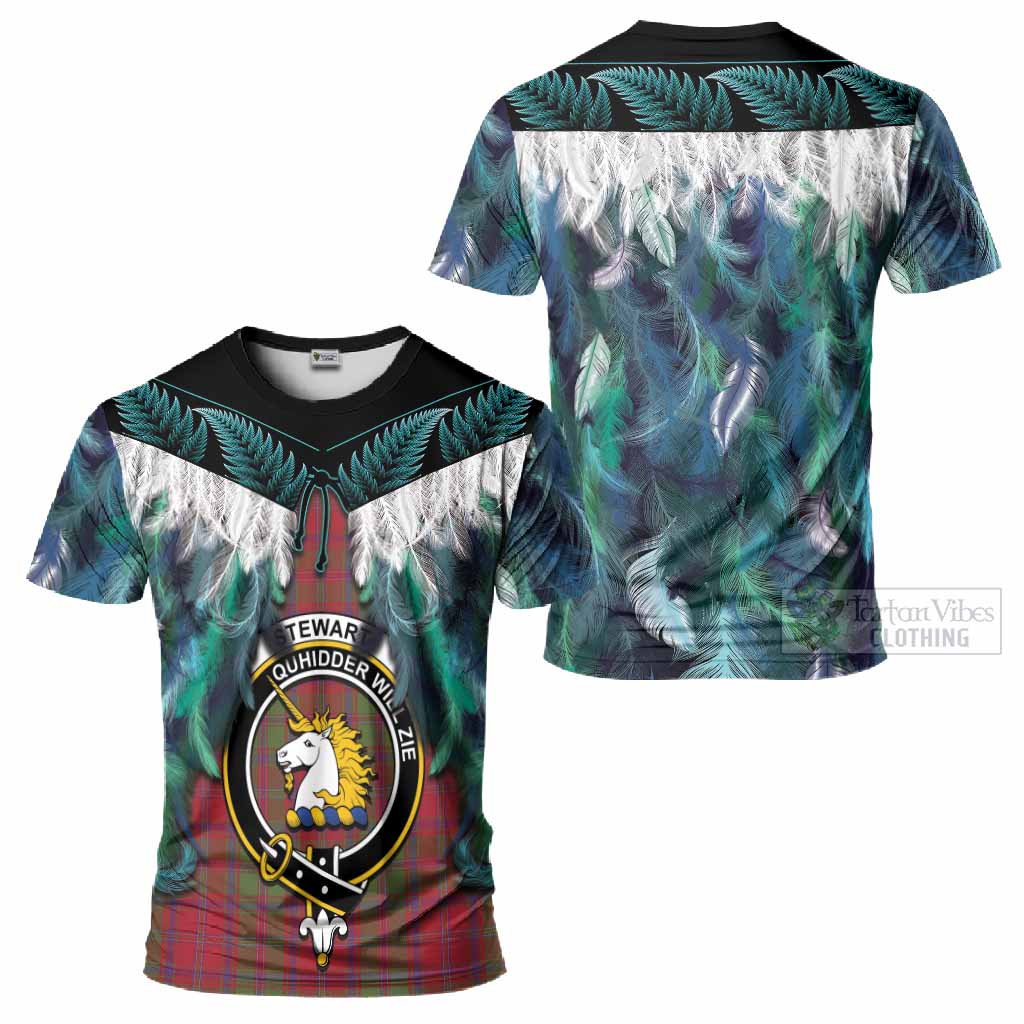 Stewart (Stuart) of Appin Tartan Crest T-Shirt New Zealand Maori Korowai Cloak
