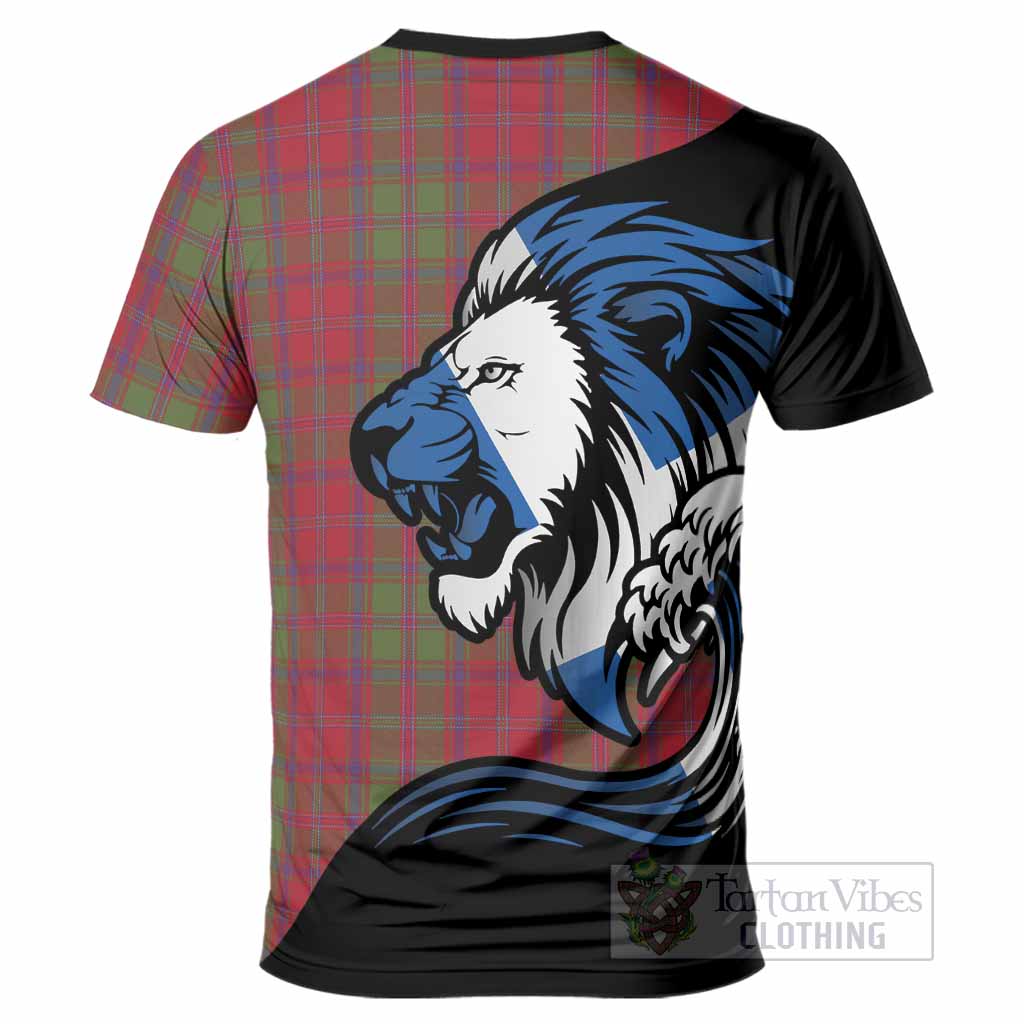 Stewart (Stuart) of Appin Tartan Crest T-Shirt Scottish Golden Lions Wave Flow