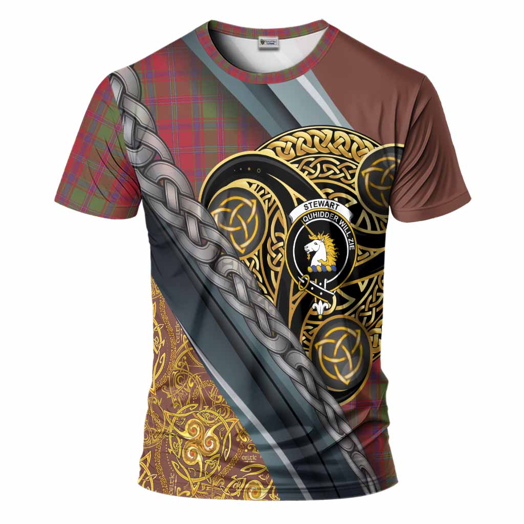 Stewart (Stuart) of Appin Tartan Crest T-Shirt Scottish Triskele Celtic