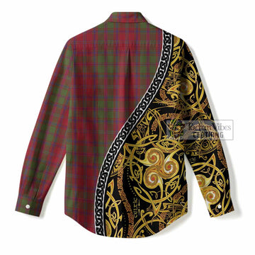Stewart (Stuart) of Appin Tartan Crest Women Casual Shirt Celtic Knot and Triple Trickle Spiral Symbols