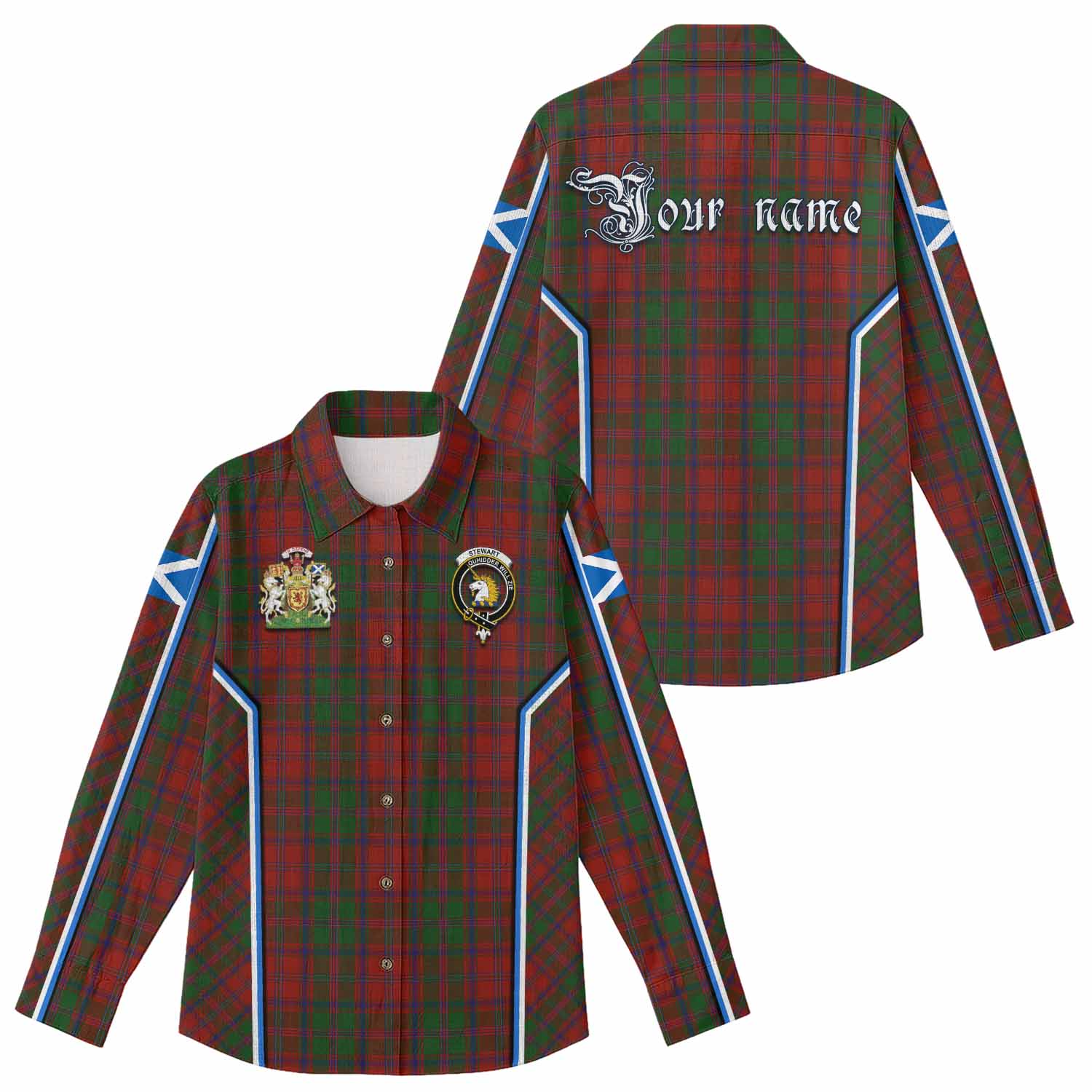 Stewart (Stuart) of Appin Tartan Crest Women Casual Shirt Scotland Coat of Arm Flag Style - Tartan Vibes Clothing