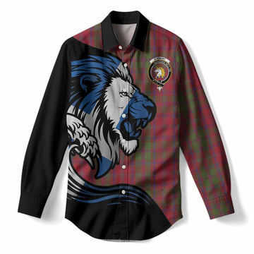 Stewart (Stuart) of Appin Tartan Crest Women Casual Shirt Scottish Golden Lions Wave Flow