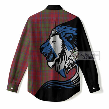 Stewart (Stuart) of Appin Tartan Crest Women Casual Shirt Scottish Golden Lions Wave Flow
