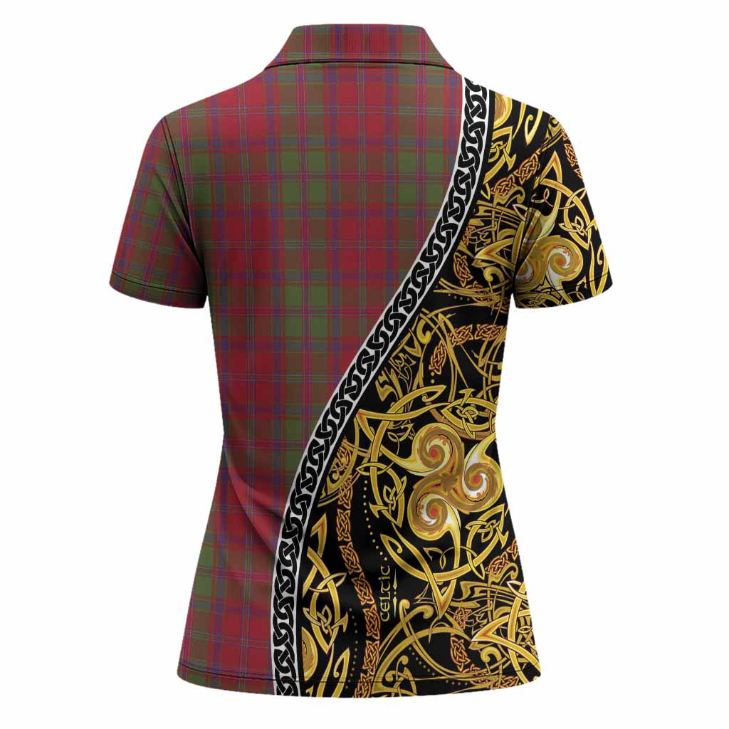 Stewart (Stuart) of Appin Tartan Crest Women Polo Shirt Celtic Knot and Triple Trickle Spiral Symbols