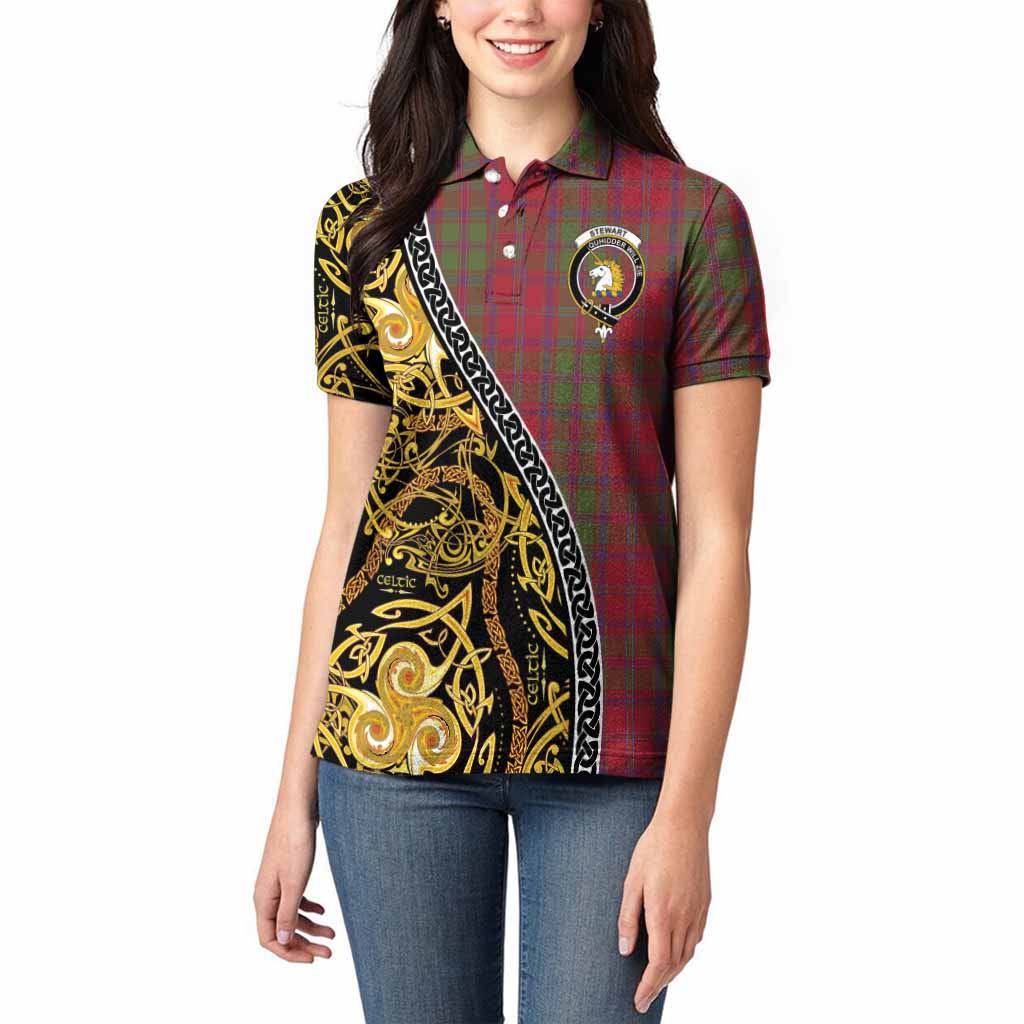 Stewart (Stuart) of Appin Tartan Crest Women Polo Shirt Celtic Knot and Triple Trickle Spiral Symbols