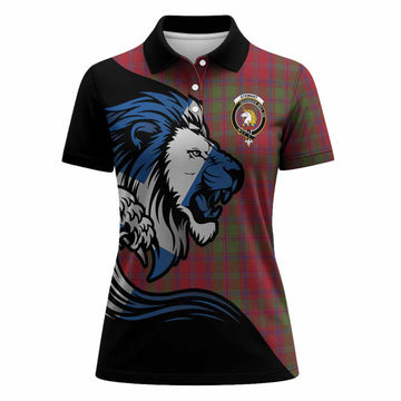 Stewart (Stuart) of Appin Tartan Crest Women Polo Shirt Scottish Golden Lions Wave Flow