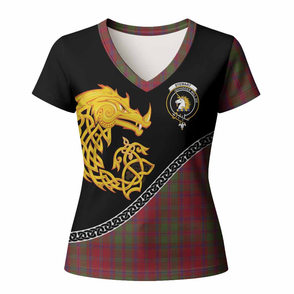 Stewart (Stuart) of Appin Tartan Crest Women T shirt Legendary Dragon Knot Half Style