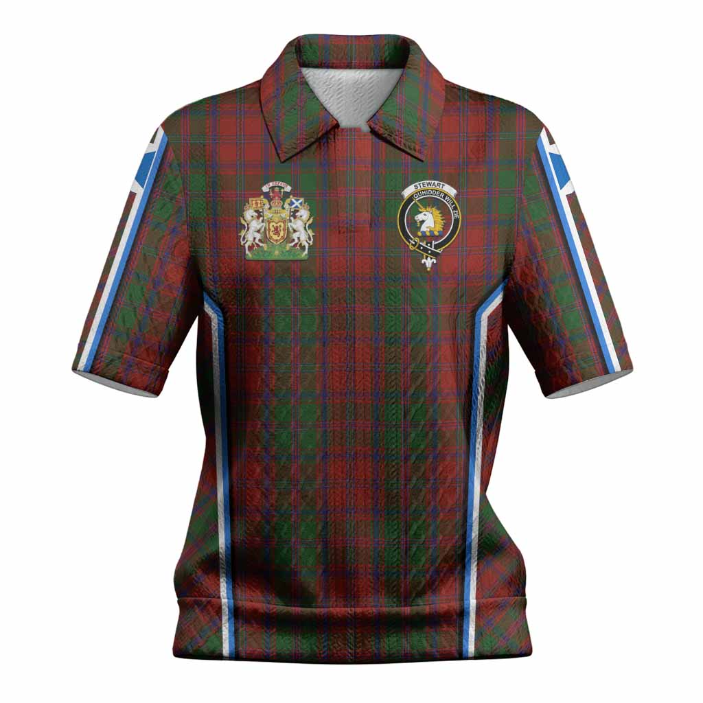Stewart (Stuart) of Appin Tartan Crest Women’s Polo Sweater Top Scotland Coat of Arm Flag Style