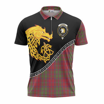 Stewart (Stuart) of Appin Tartan Crest Zipper Polo Shirt Legendary Dragon Knot Half Style