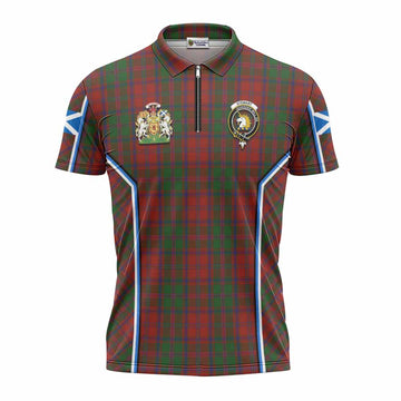 Stewart (Stuart) of Appin Tartan Crest Zipper Polo Shirt Scotland Coat of Arm Flag Style