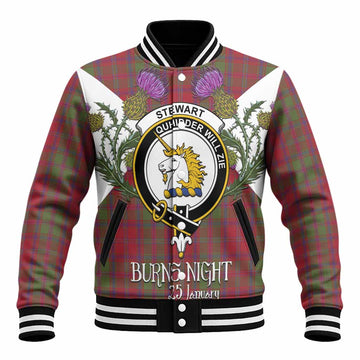 Stewart (Stuart) of Appin Tartan Family Crest Baseball Jacket Scottish Burns Night Thistle Floral