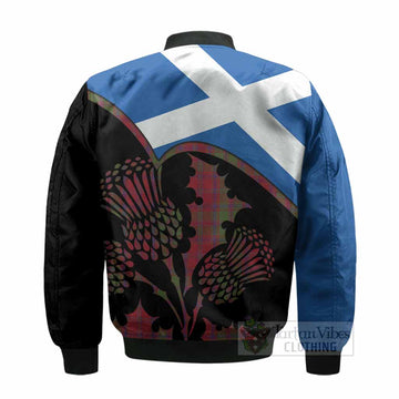 Stewart (Stuart) of Appin Tartan Family Crest Bomber Jacket Scotland Thistle Floral Flag Style
