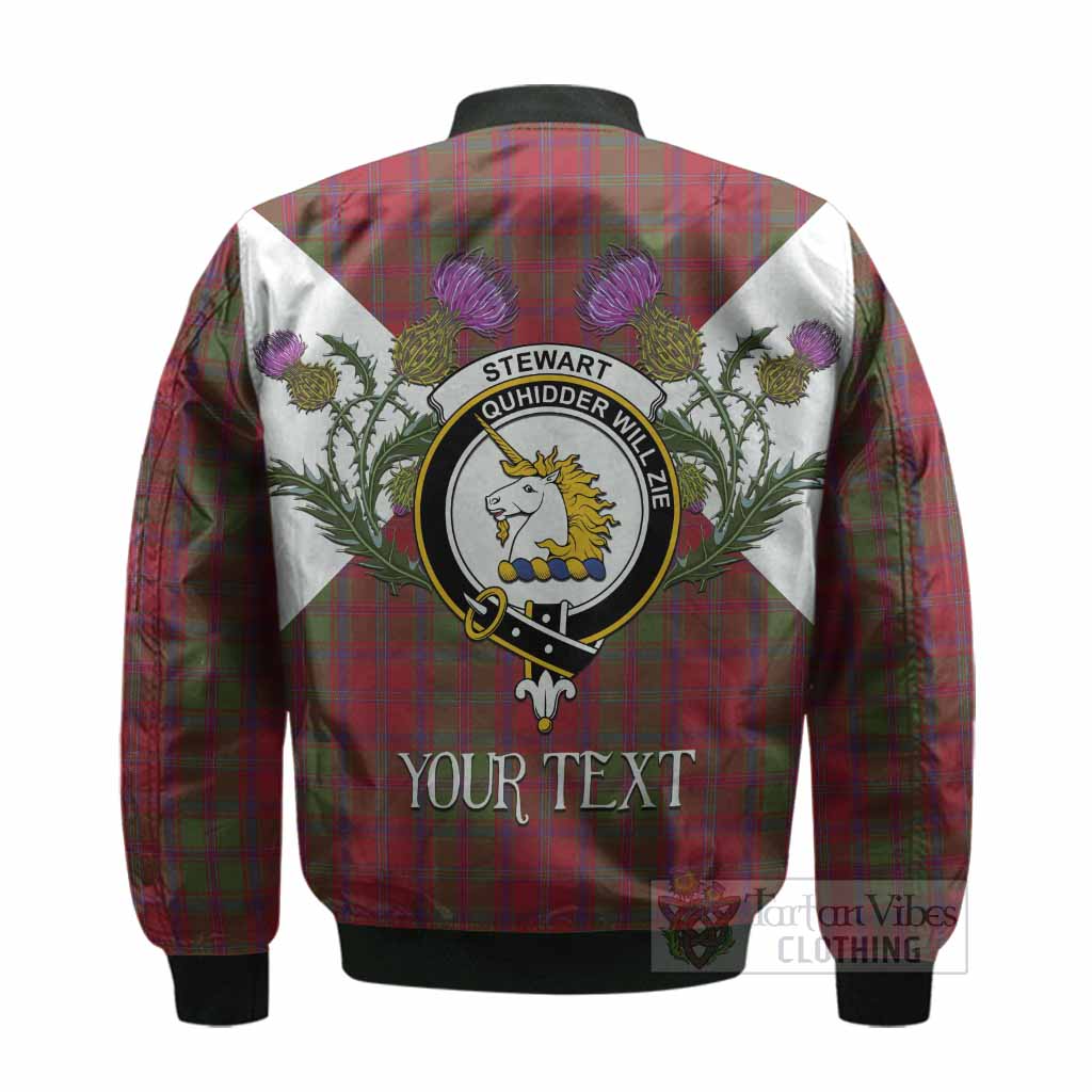 Stewart (Stuart) of Appin Tartan Family Crest Bomber Jacket Scottish Burns Night Thistle Floral
