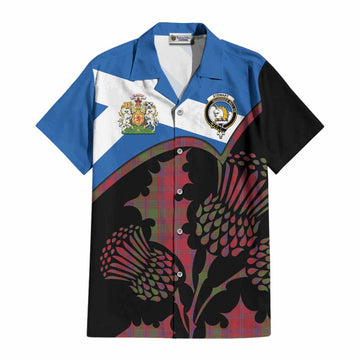 Stewart (Stuart) of Appin Tartan Family Crest Cotton Hawaiian Shirt Scotland Thistle Floral Flag Style