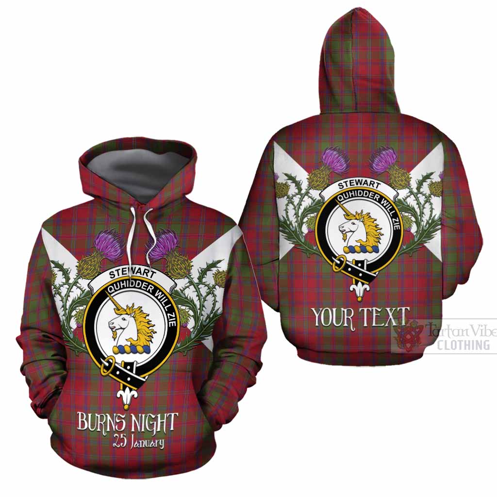 Stewart (Stuart) of Appin Tartan Family Crest Cotton Hoodie Scottish Burns Night Thistle Floral