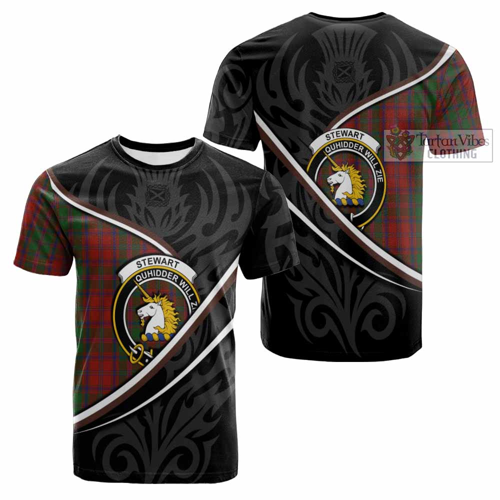 Stewart (Stuart) of Appin Tartan Family Crest Cotton T-shirt Celtic Scottish Thistle Floral - Tartan Vibes Clothing
