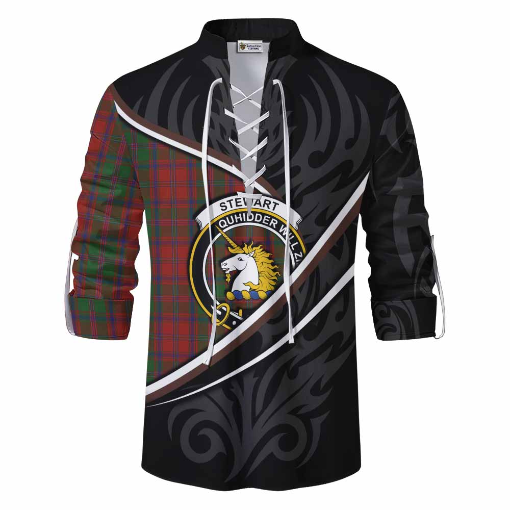 Stewart (Stuart) of Appin Tartan Family Crest Ghillie Kilt Shirt Celtic Scottish Thistle Floral - Tartan Vibes Clothing