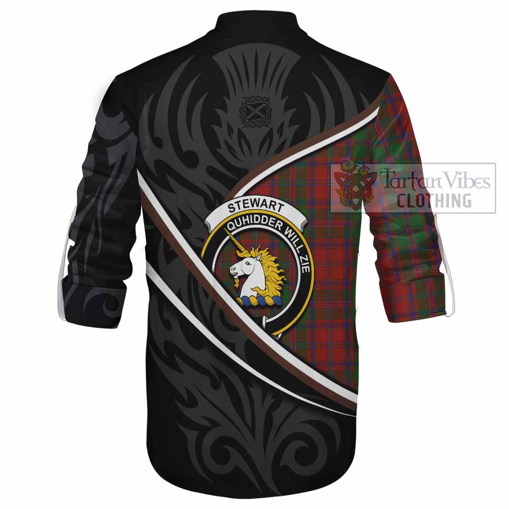 Stewart (Stuart) of Appin Tartan Family Crest Ghillie Kilt Shirt Celtic Scottish Thistle Floral - Tartan Vibes Clothing