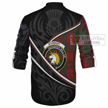Stewart (Stuart) of Appin Tartan Family Crest Ghillie Kilt Shirt Celtic Scottish Thistle Floral