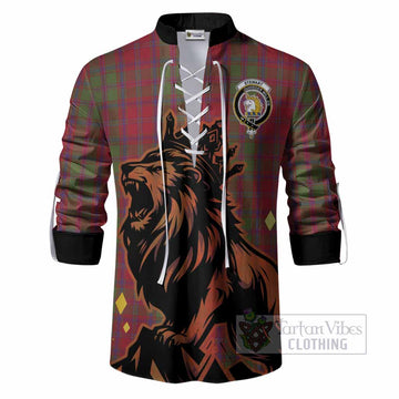 Stewart (Stuart) of Appin Tartan Family Crest Ghillie Shirt Crowned Lion Roaring