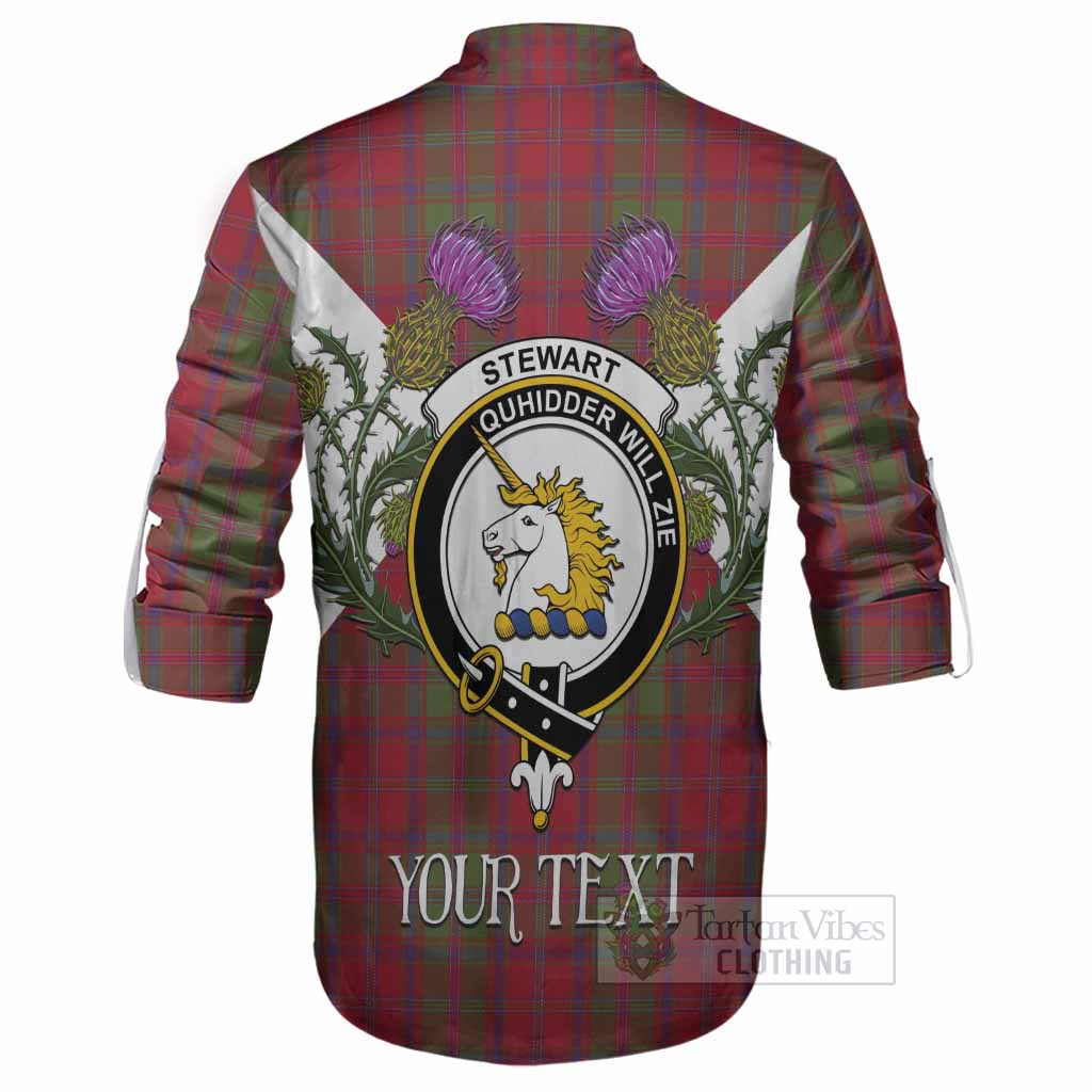Stewart (Stuart) of Appin Tartan Family Crest Ghillie Shirt Scottish Burns Night Thistle Floral