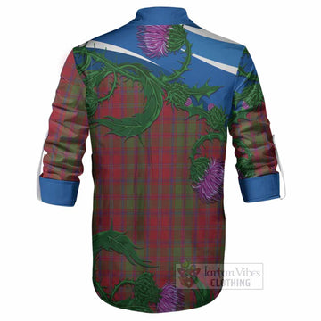 Stewart (Stuart) of Appin Tartan Family Crest Ghillie Shirt Thistle in Minimalism