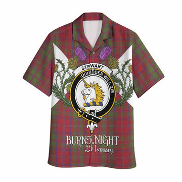 Stewart (Stuart) of Appin Tartan Family Crest Hawaiian Shirt Scottish Burns Night Thistle Floral