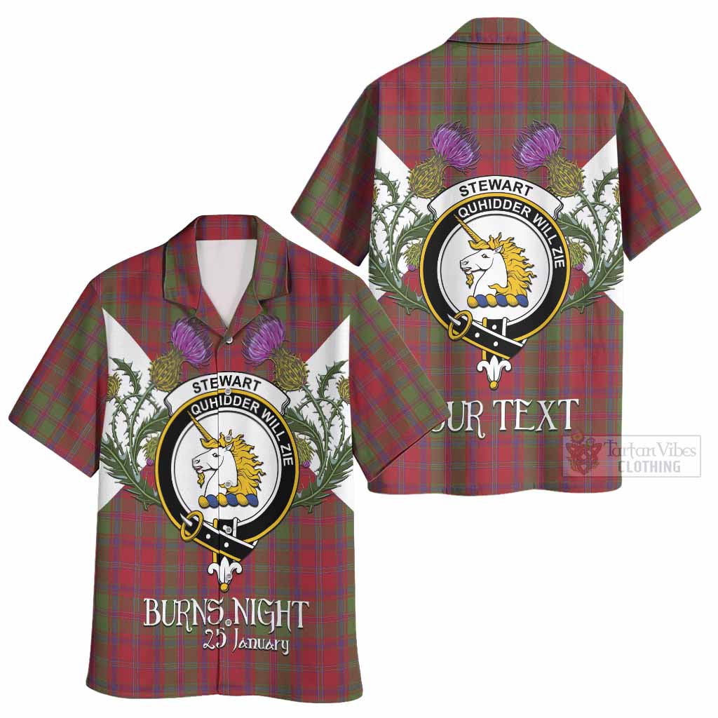 Stewart (Stuart) of Appin Tartan Family Crest Hawaiian Shirt Scottish Burns Night Thistle Floral