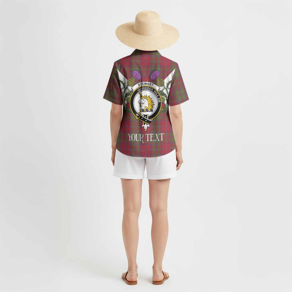 Stewart (Stuart) of Appin Tartan Family Crest Hawaiian Shirt Scottish Burns Night Thistle Floral