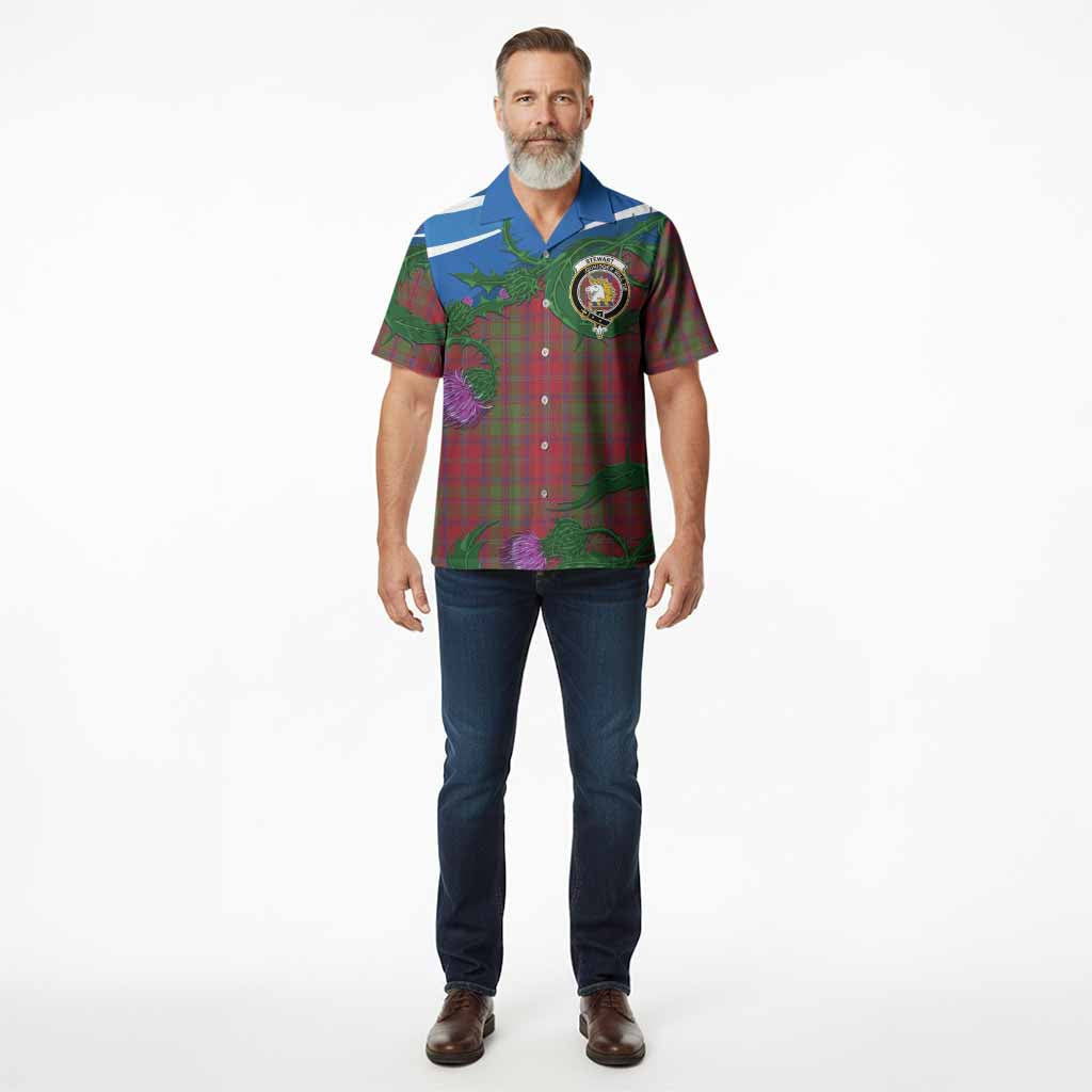 Stewart (Stuart) of Appin Tartan Family Crest Hawaiian Shirt Thistle in Minimalism - Tartan Vibes Clothing