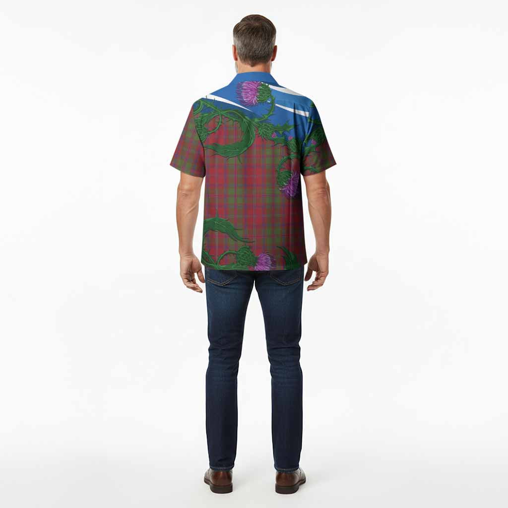 Stewart (Stuart) of Appin Tartan Family Crest Hawaiian Shirt Thistle in Minimalism - Tartan Vibes Clothing