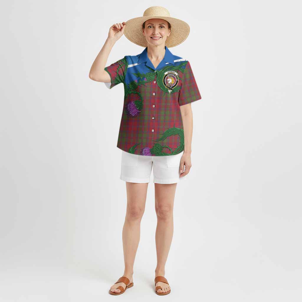 Stewart (Stuart) of Appin Tartan Family Crest Hawaiian Shirt Thistle in Minimalism - Tartan Vibes Clothing