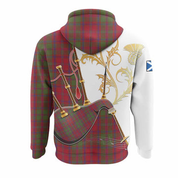 Stewart (Stuart) of Appin Tartan Family Crest Hoodie Bagpipes with Scottish Thistle