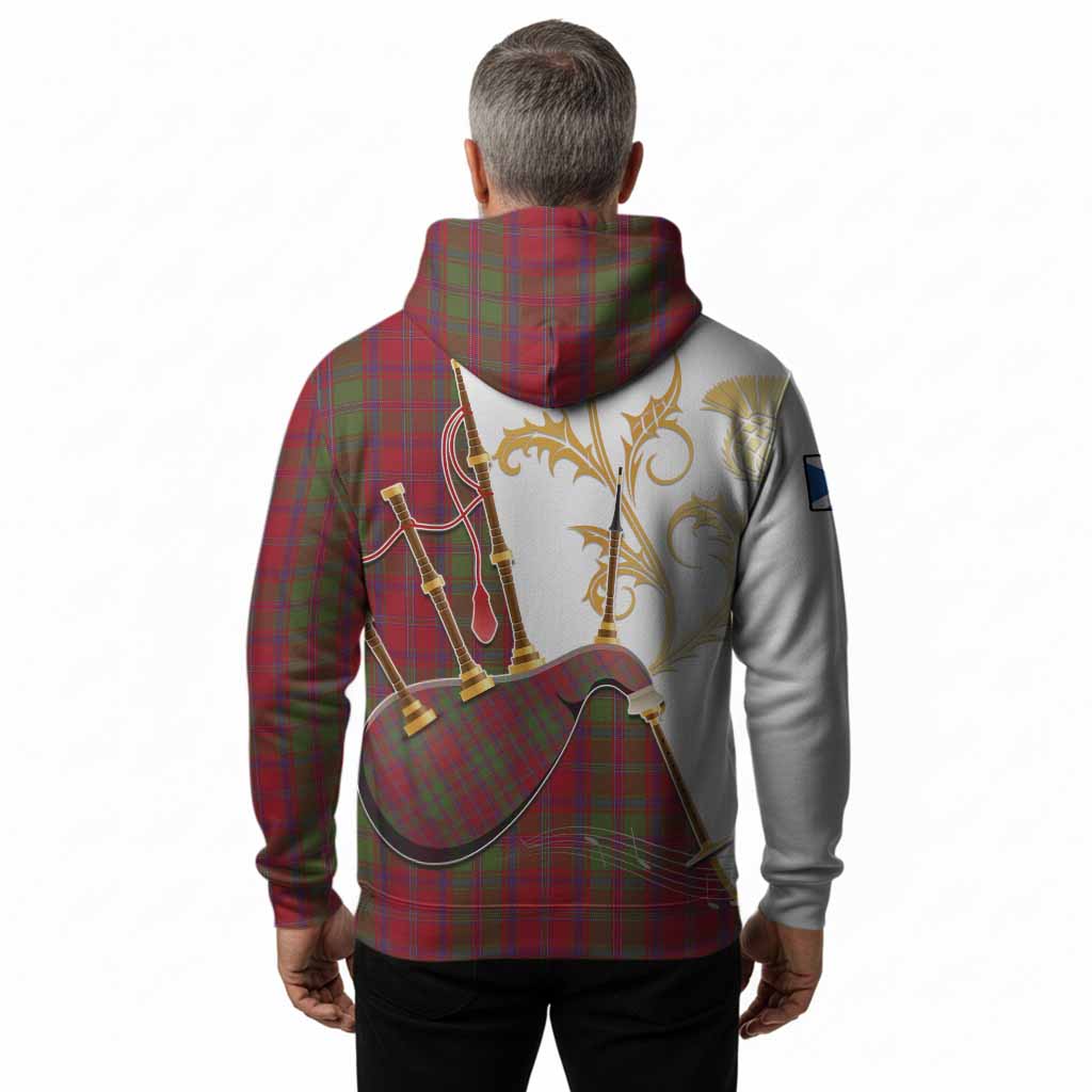 Stewart (Stuart) of Appin Tartan Family Crest Hoodie Bagpipes with Scottish Thistle