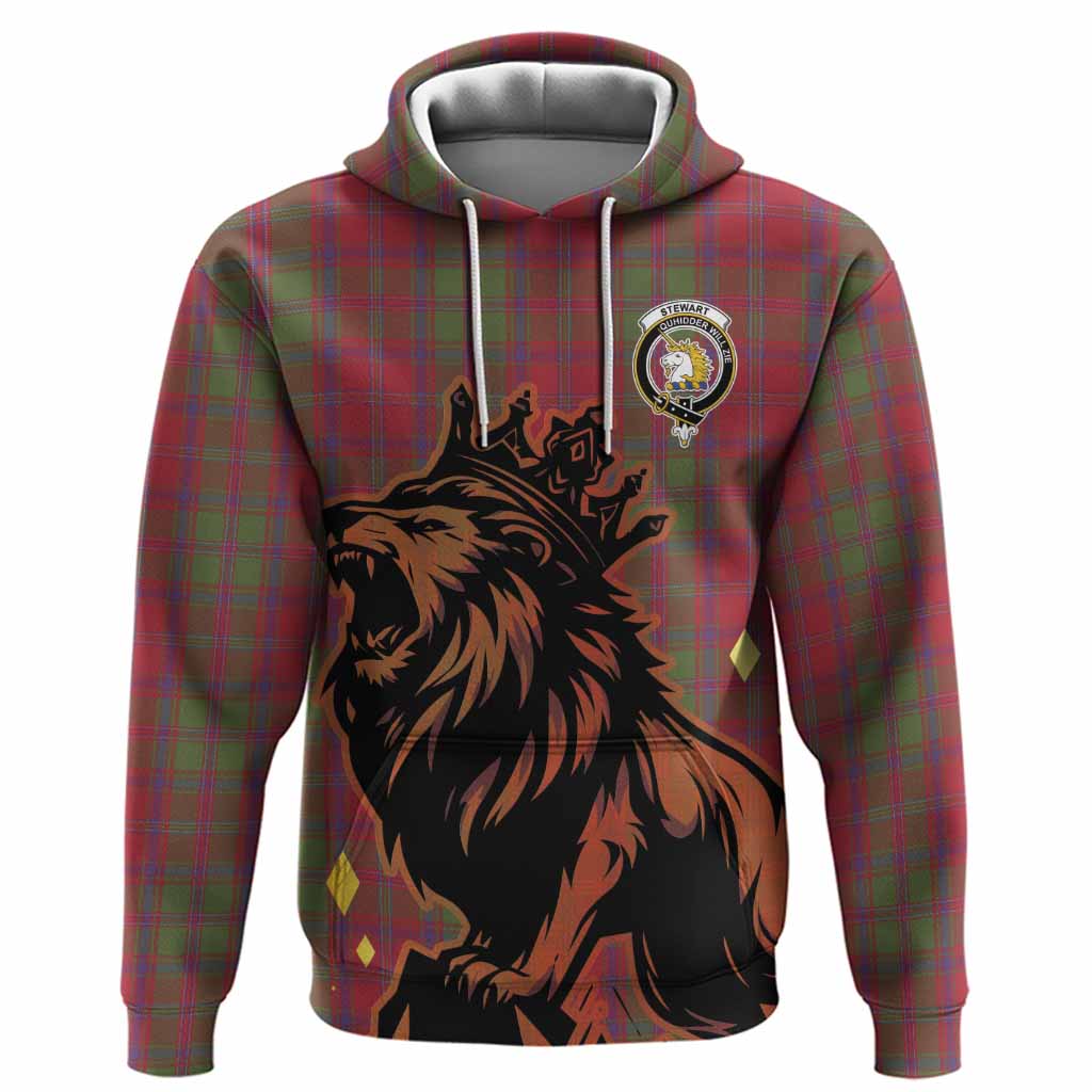 Stewart (Stuart) of Appin Tartan Family Crest Hoodie Crowned Lion Roaring