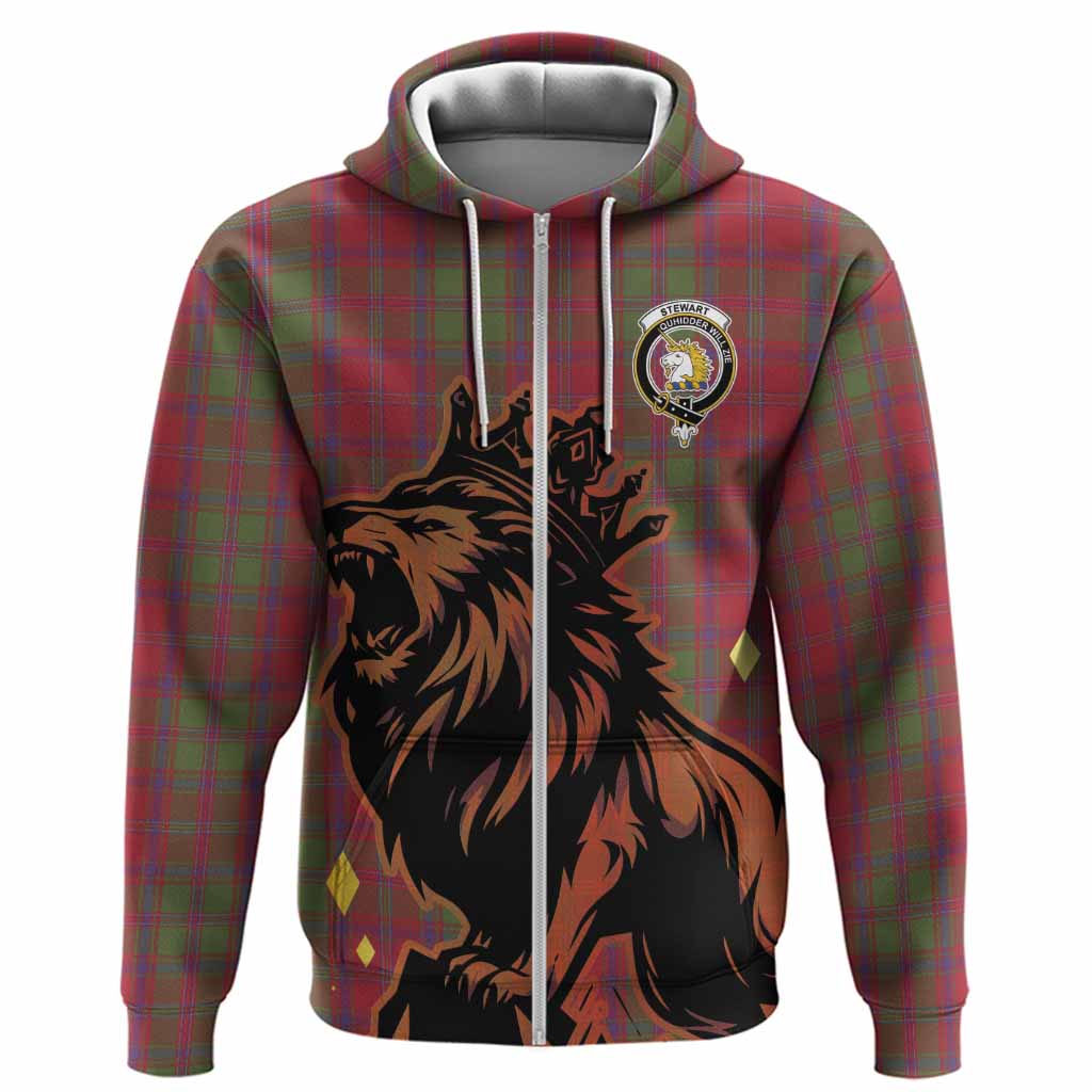 Stewart (Stuart) of Appin Tartan Family Crest Hoodie Crowned Lion Roaring