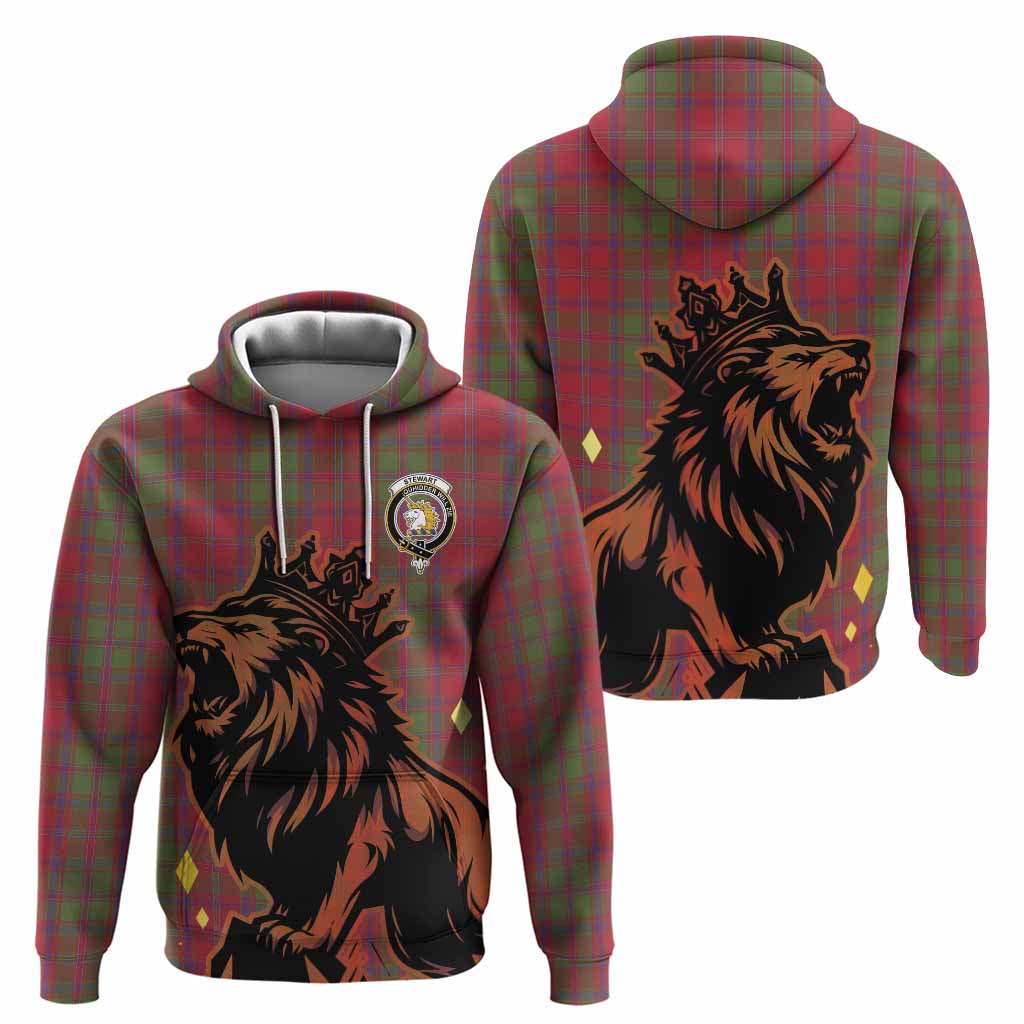 Stewart (Stuart) of Appin Tartan Family Crest Hoodie Crowned Lion Roaring
