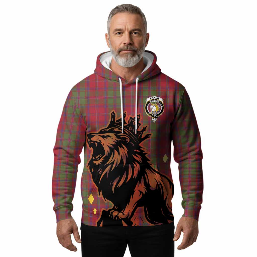Stewart (Stuart) of Appin Tartan Family Crest Hoodie Crowned Lion Roaring