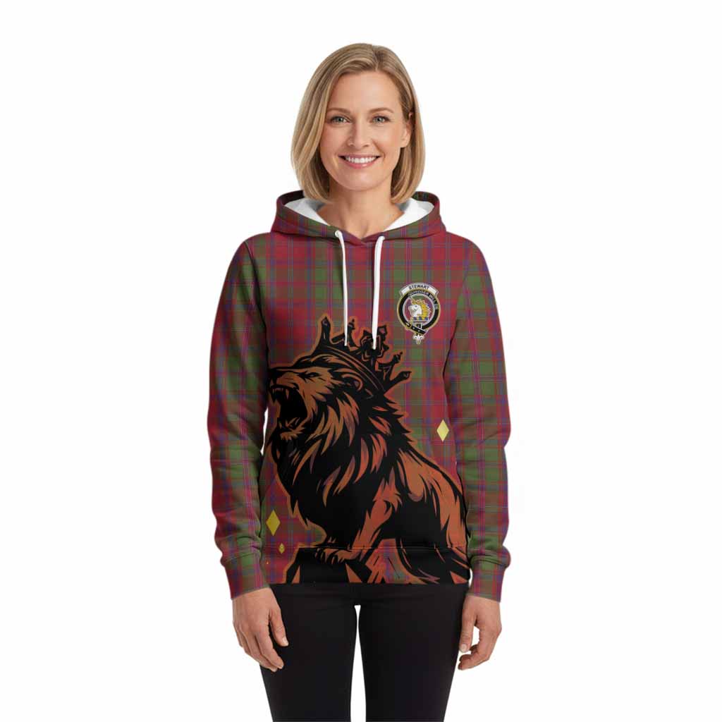 Stewart (Stuart) of Appin Tartan Family Crest Hoodie Crowned Lion Roaring