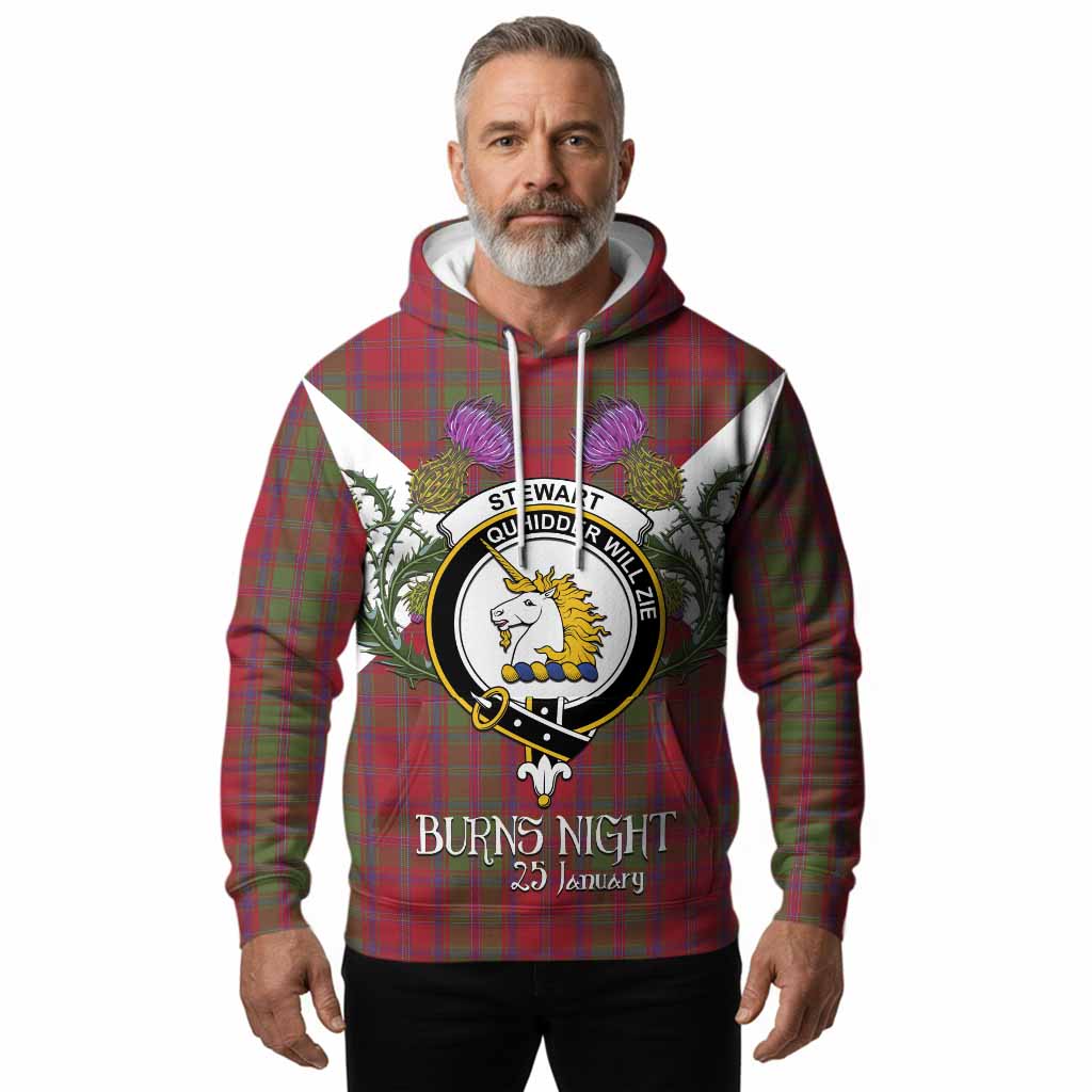 Stewart (Stuart) of Appin Tartan Family Crest Hoodie Scottish Burns Night Thistle Floral