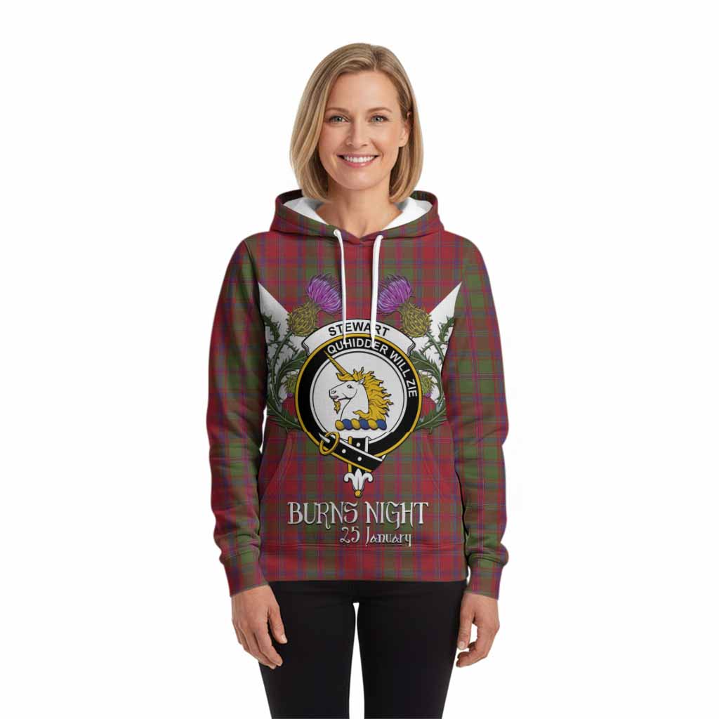 Stewart (Stuart) of Appin Tartan Family Crest Hoodie Scottish Burns Night Thistle Floral
