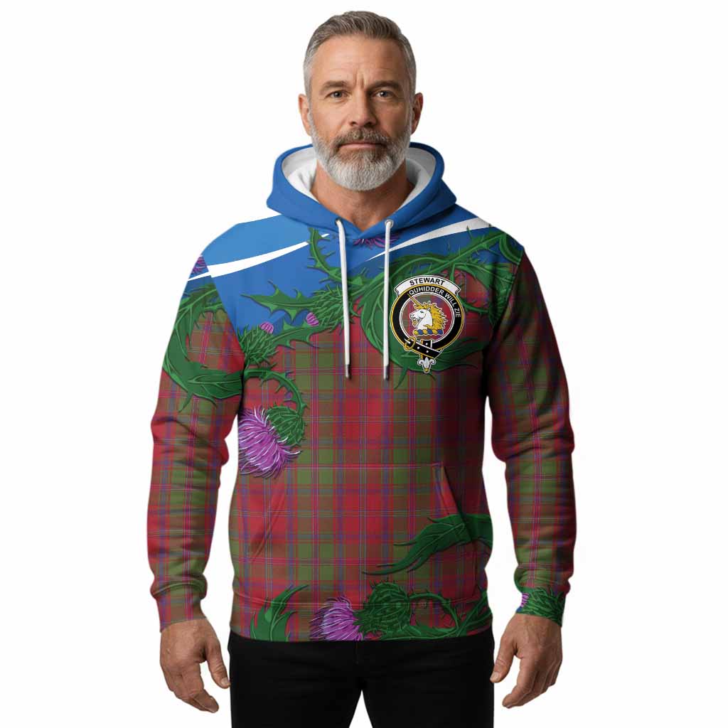 Stewart (Stuart) of Appin Tartan Family Crest Hoodie Thistle in Minimalism