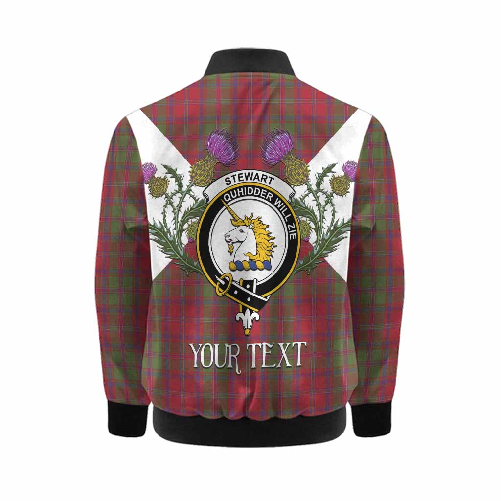 Stewart (Stuart) of Appin Tartan Family Crest Kid Bomber Jacket Scottish Burns Night Thistle Floral