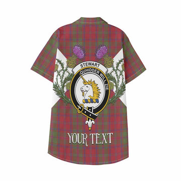 Stewart (Stuart) of Appin Tartan Family Crest Kid Hawaiian Shirt Scottish Burns Night Thistle Floral