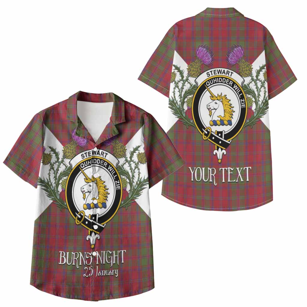 Stewart (Stuart) of Appin Tartan Family Crest Kid Hawaiian Shirt Scottish Burns Night Thistle Floral