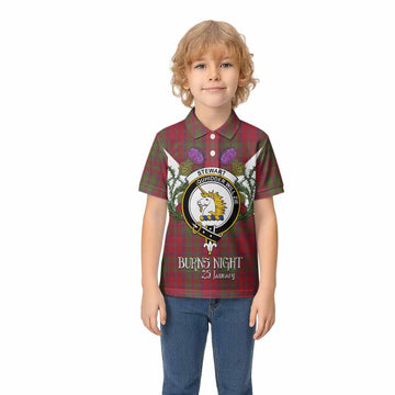 Stewart (Stuart) of Appin Tartan Family Crest Kid Polo Shirt Scottish Burns Night Thistle Floral