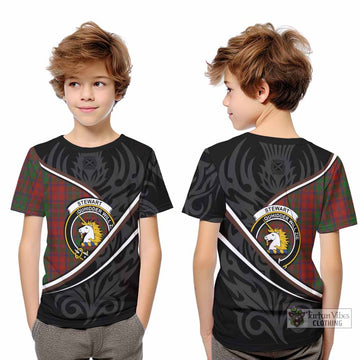 Stewart (Stuart) of Appin Tartan Family Crest Kid T-shirt Celtic Scottish Thistle Floral