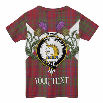 Stewart (Stuart) of Appin Tartan Family Crest Kid T-shirt Scottish Burns Night Thistle Floral