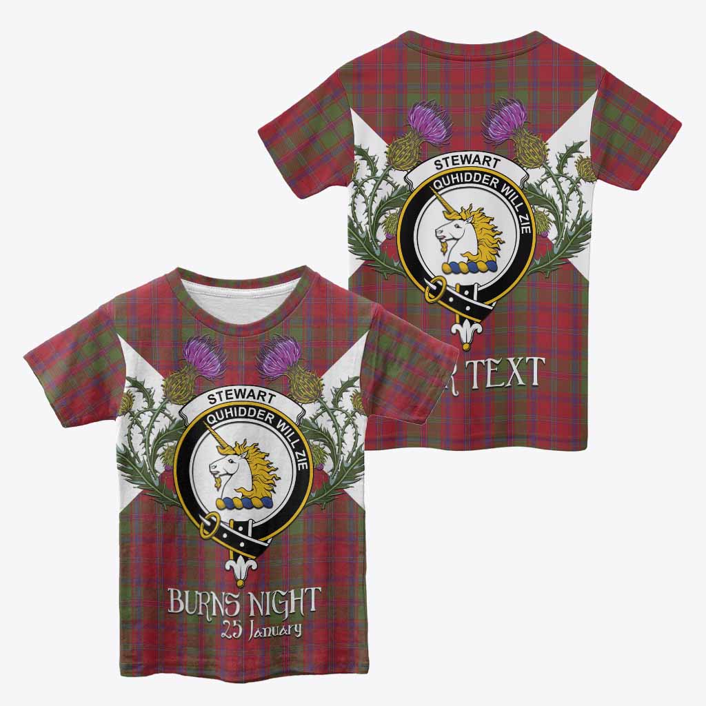 Stewart (Stuart) of Appin Tartan Family Crest Kid T-shirt Scottish Burns Night Thistle Floral