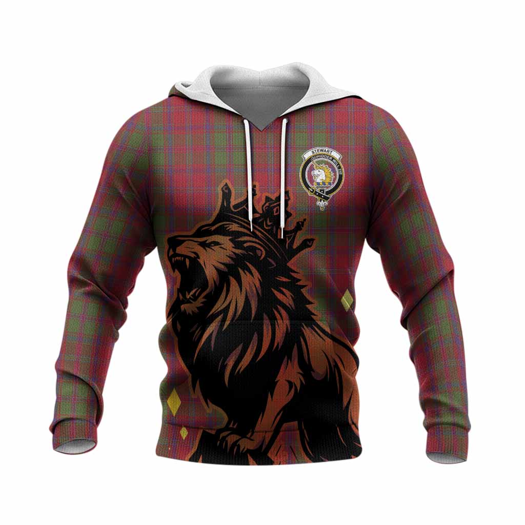 Stewart (Stuart) of Appin Tartan Family Crest Knitted Hoodie Crowned Lion Roaring
